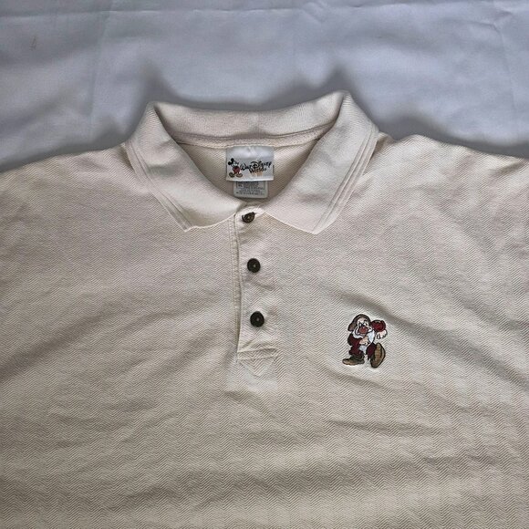 Walt Disney World Herringbone Pattern Embroidered Grumpy Golf Polo Shirt Size XL - Picture 7 of 12